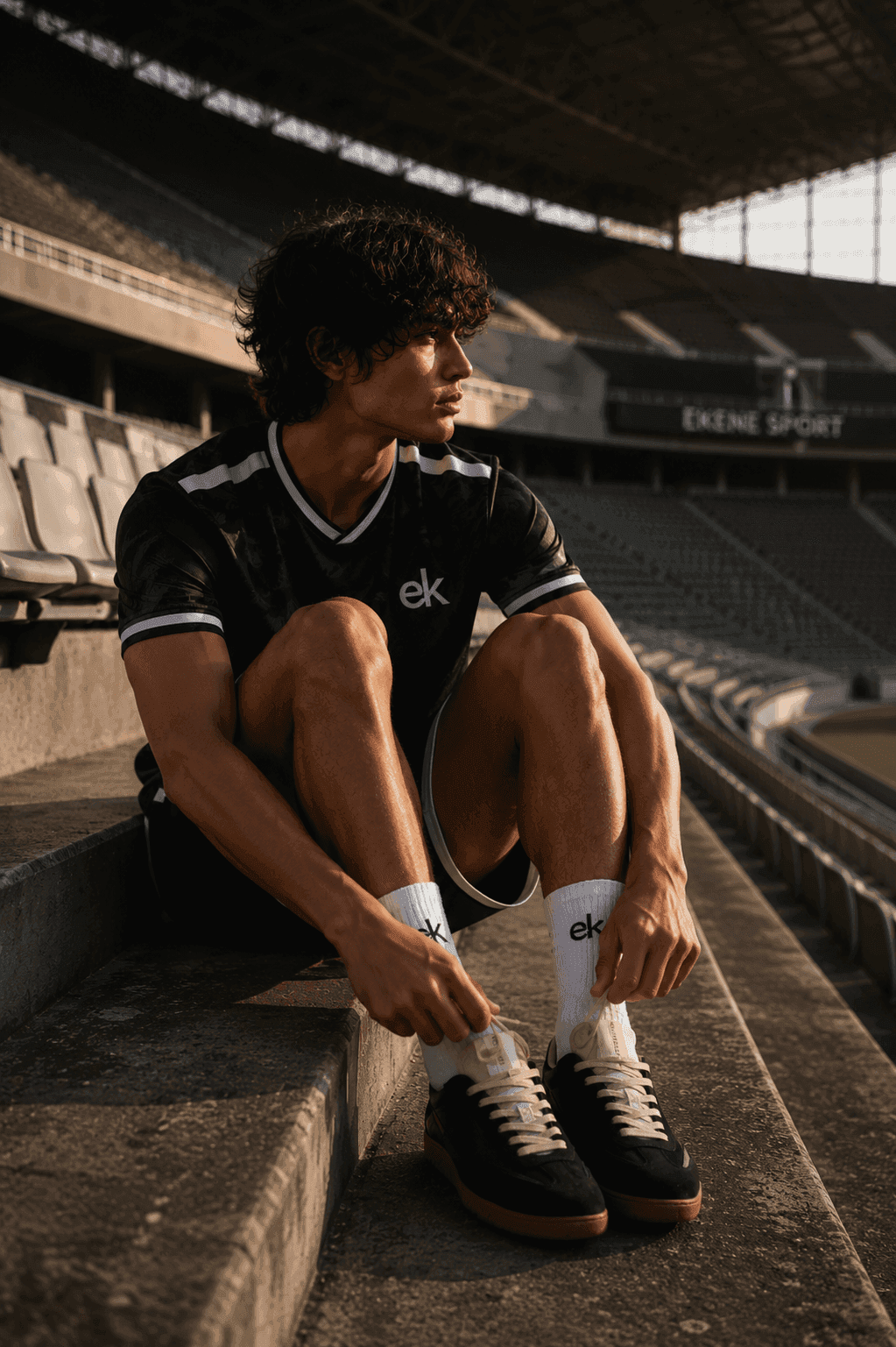 Athlet sitzt im Stadion